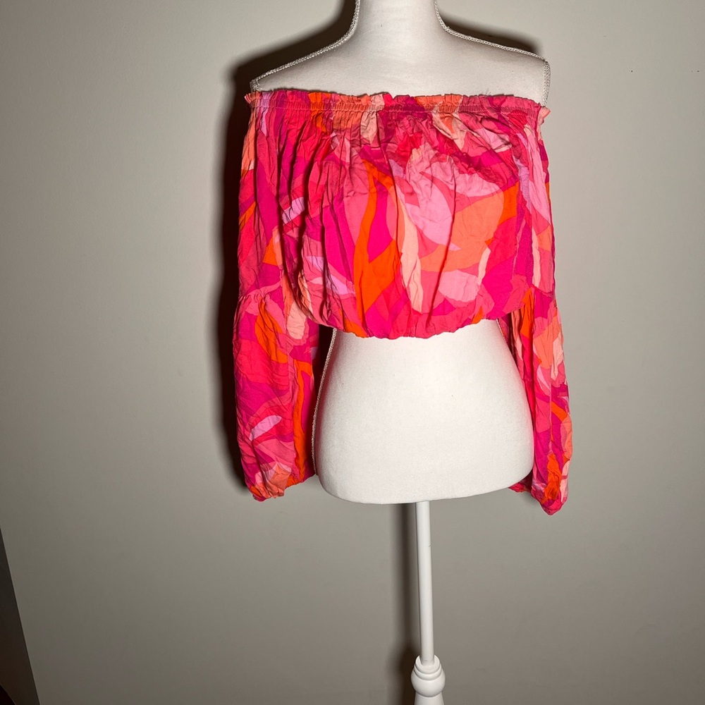 Vici Pink and Orange Off-Shoulder Blouse